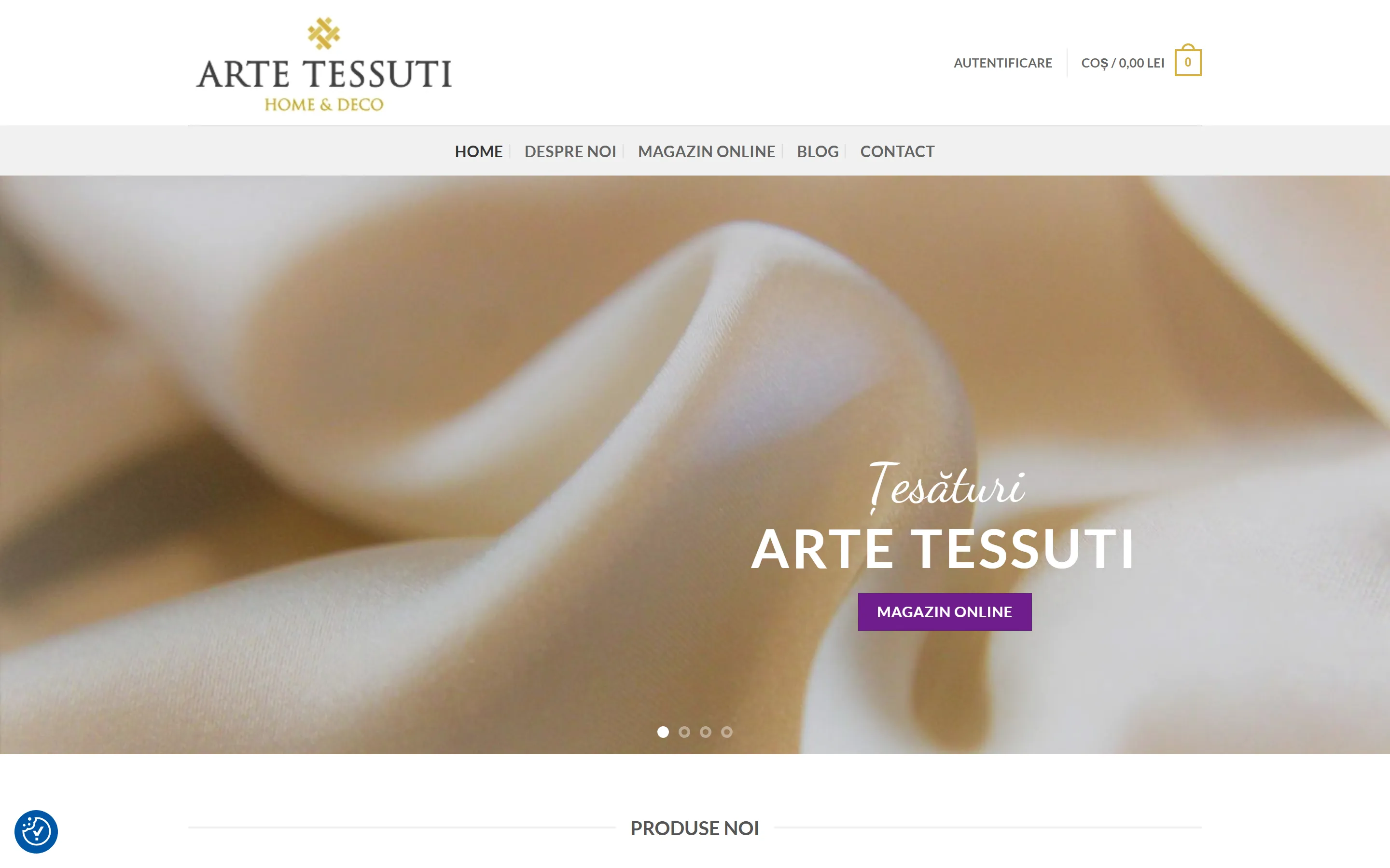 Site-ul artetessuti.ro, realizat de Creativ Design
