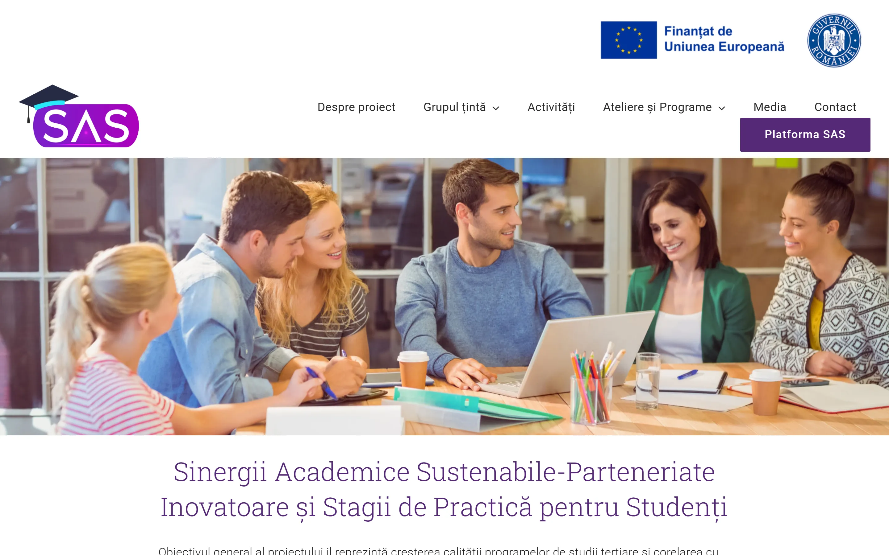 Site-ul sas.centruldezvoltaresociala.ro, realizat de Creativ Design